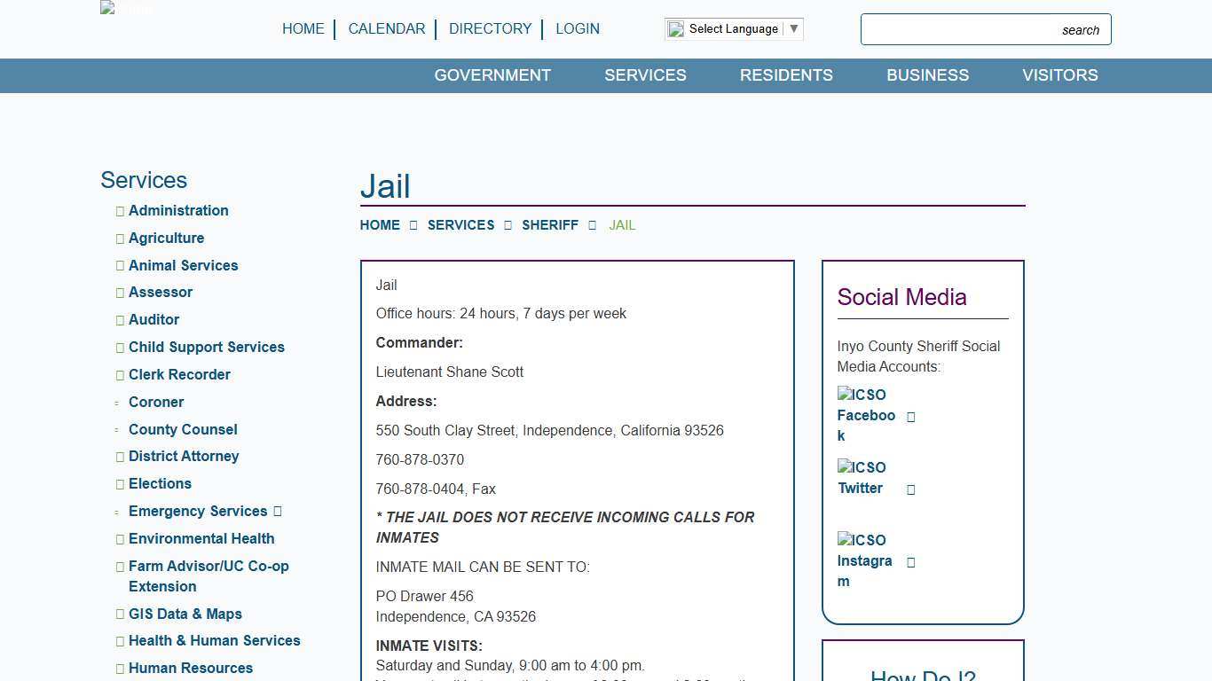 Jail | Inyo County California