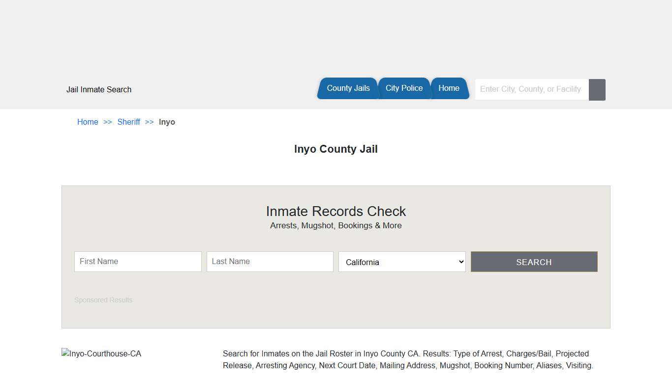 Inyo County Jail | Jail Roster Search